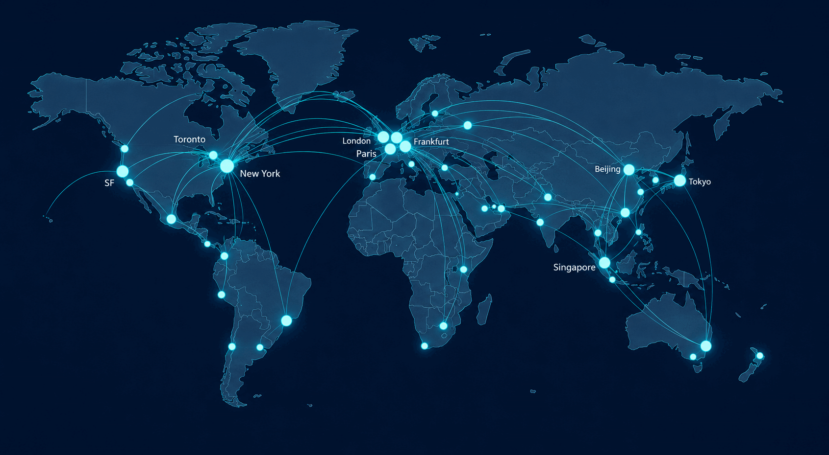 Global map illustrating TechCorpLegal jurisdiction coverage